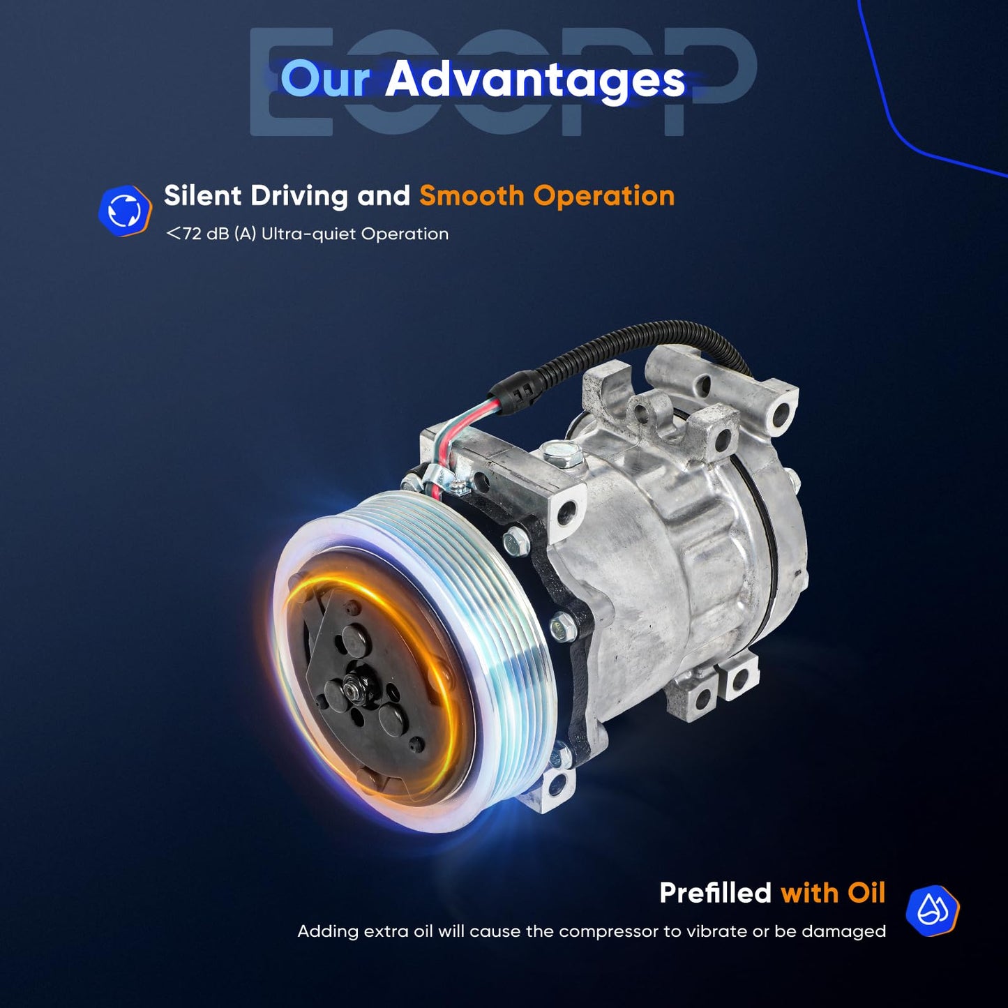 ECCPP AC Compressor 1999-2001 for Dodge Dakota for Dodge for Ram 1500 2500 3500 3.9L 5.2L 5.9L 8.0L A/C Compressor with Clutch SD7H15 Fast Cooling