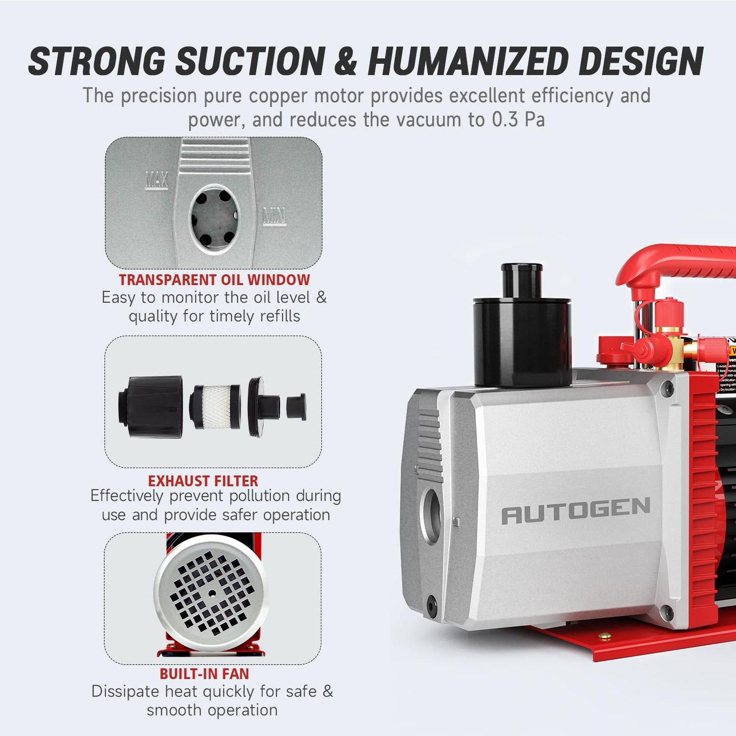 2-Stage 8CFM Vacuum Pump, 1HP 2.25 Micron 110V Air for R12 R22 R134a R410a, Rotary Vane for HVAC/AUTO AC Refrigerant Recharging, Degassing Wine, Milking Cow