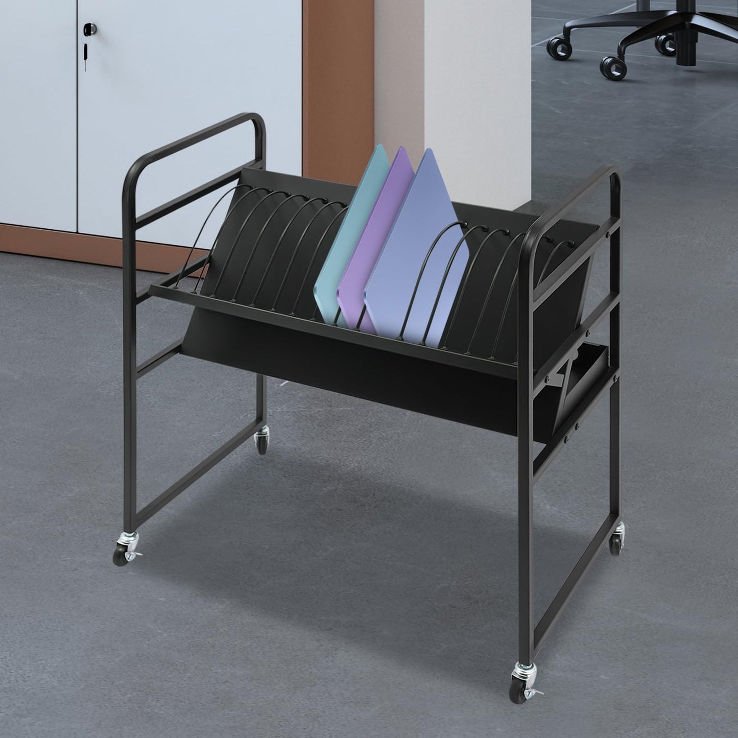 Bulelula 16-Bay Laptop and Tablet Open Charging Station, Tablet Mobile Charging Cart Storage Cart Up to 14in Screen Size for Office Classroom