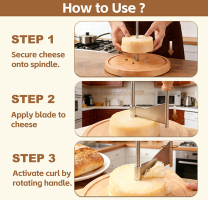 Cheese Curler Wheel for Tête de Moine & Chocolate Swiss Style Girolle Cheese Shaver with Sharp Stainless Steel Blade and Solid Wood Base for Cheese Boards, Desserts & Parties