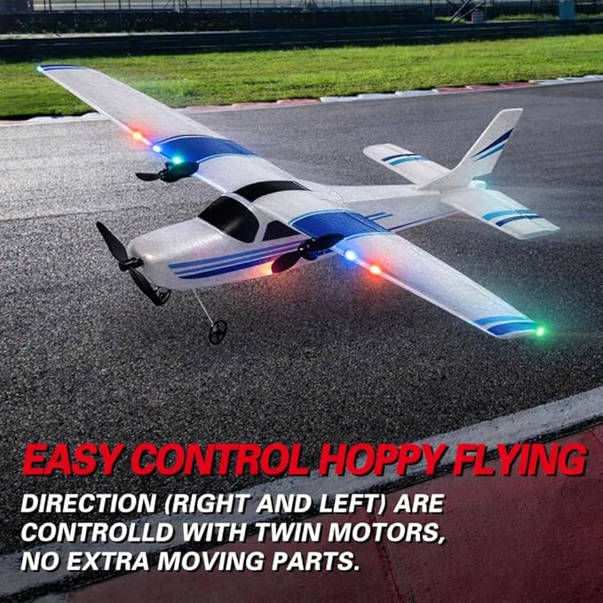 RC AirplaneRC Plane 2.4GHz 2 Channels RTF RC Aircraft with 3-Axis Gyro for Beginner Easy to Speedy Fly Glider Toys with 2 Extra Batteries [ 3 Batteries ]