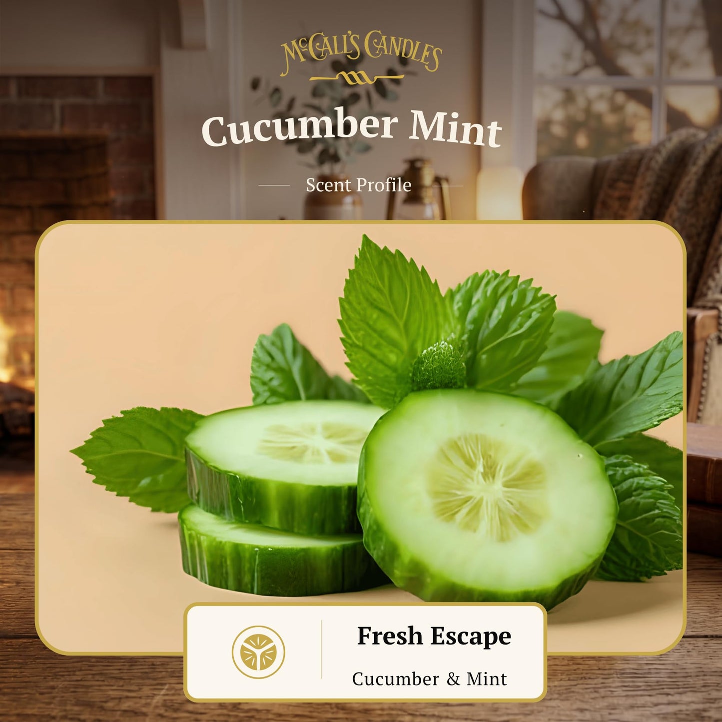 McCall’s Candles | Cucumber Mint | 26 oz Scented Candle | USA-Poured | Vintage Rustic Jar with Carrying Handle | Fresh Cucumber Water & Cooling Mint Fragrance