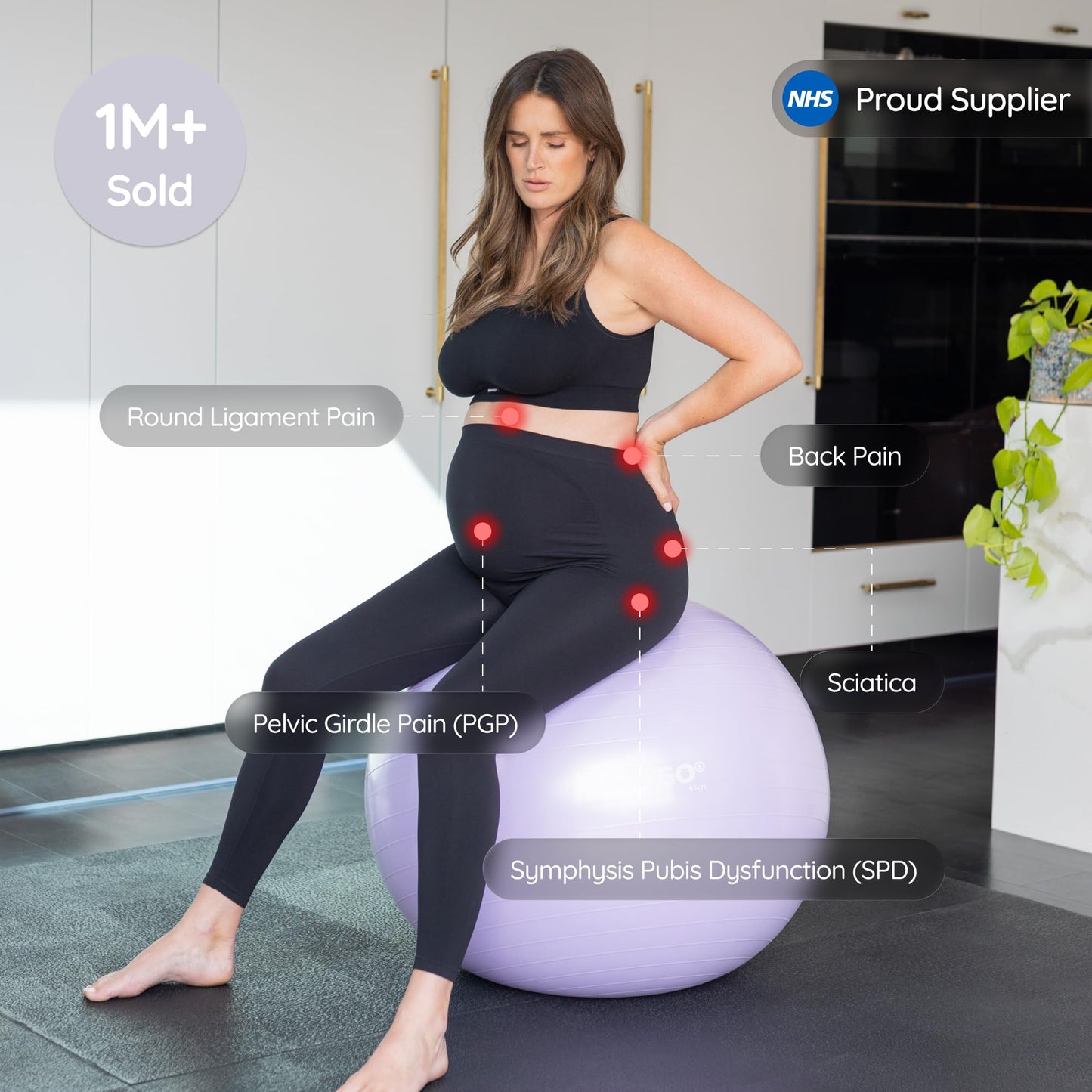 BABYGO Birthing Ball - Pregnancy Yoga Labor & Exercise Ball & Book Set Trimester Targeting, Maternity Physio, Birth & Recovery Plan Included Anti Burst Eco Friendly