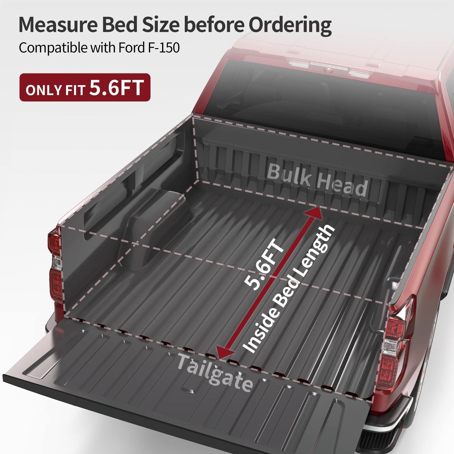 oEdRo Upgraded Tri-Fold Truck Bed Tonneau Cover Compatible with 2015-2026 Ford F-150 F150 5.5 Feet Bed