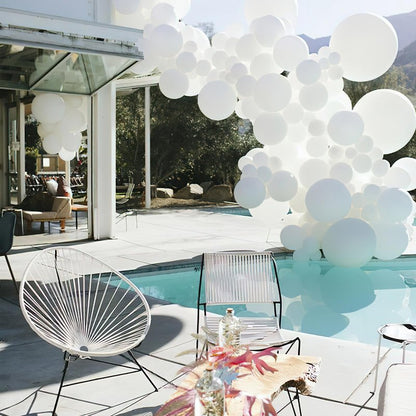 PartyWoo White Balloons 155pcs Different Sizes Pack of 18 12 10 5 Inch Matte White Latex Balloon Arch Kit Garland for Wedding Bridal Graduation Baby Shower Birthday Party Decorations White-Y13