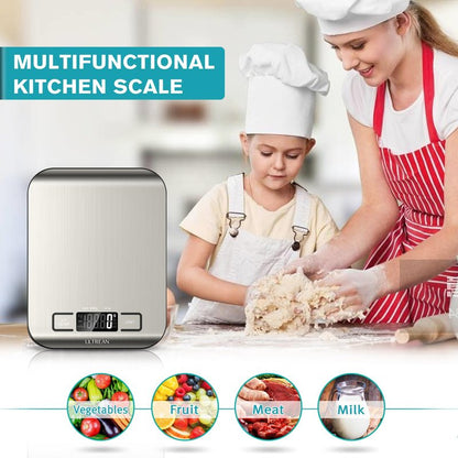 Ultrean Food Scale, Digital Kitchen Scale with LCD Display, Weight Grams and Ounces for Baking Cooking and Meal Prep, 6 Units with Tare Function, 304 Stainless Steel, 11lb (Batteries Included)