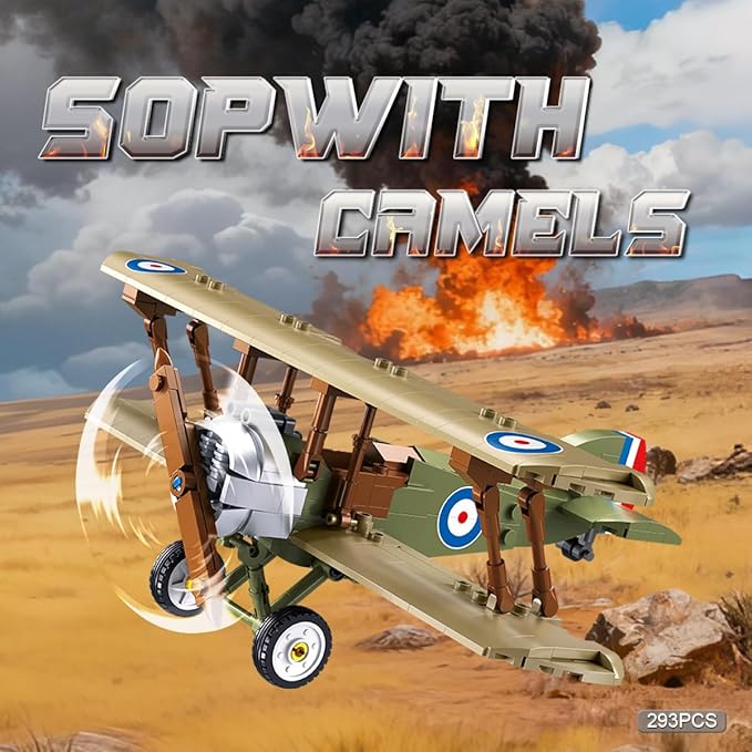 DAHONPA Sopwith Camel Building Block Plane Set Airplane Model 293 Pieces Toy Military Model Decor Gift for Kids and Adults