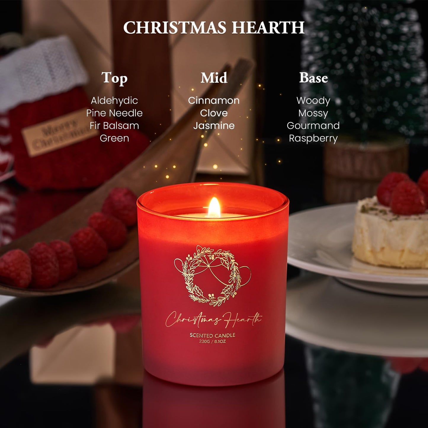 M&SENSE Christmas Holiday Candle - Christmas Hearth Scent, 8.1oz Soy Wax, Ideal Winter Home Decor Gift for Women and Men