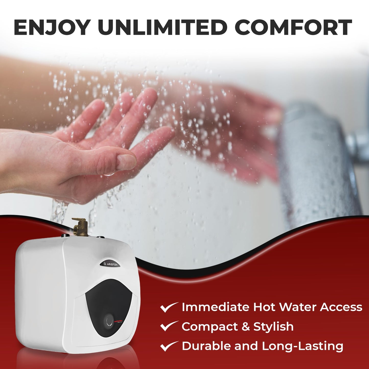 4 Gallon Capacity, 120-Volt – Ariston Andris Mini Tank Electric Water Heater – Heating Solution for Under Sink, RV, and Compact Spaces, Smart Boost for Versatile Heating, Simple Installation