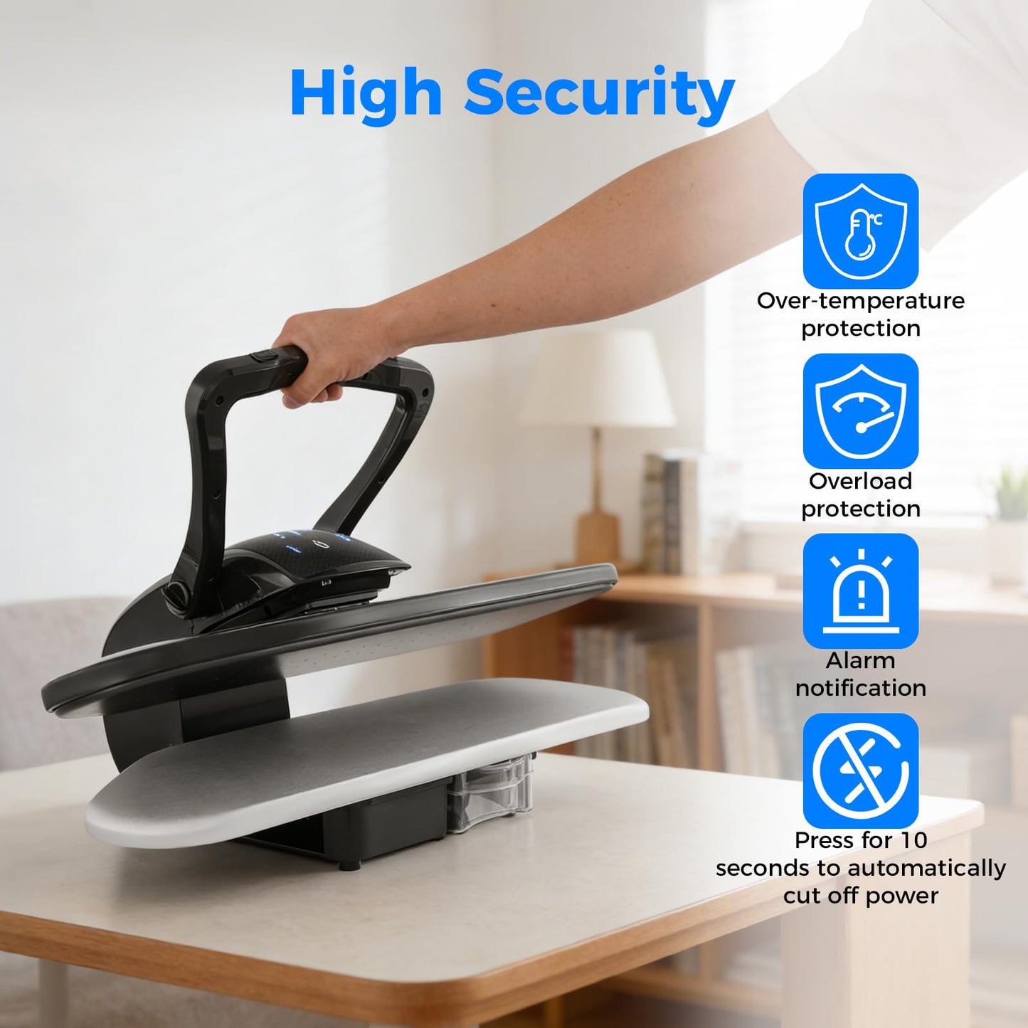 Bepritm 1600W Steam Iron Press for Clothes, 36" Intelligent Steam Press Professional Iron Press Machine w/5 Fabric Modes & Digital Touch Screen, Shirt Press Machine for Clothes, Sheets (36Inch Black)