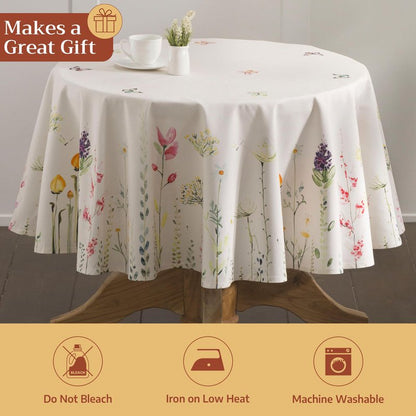 Maison d' Hermine Table Cloth Square Table 100% Cotton 60 x 60 Inches Tablecloth Reusable Decorative for Dining Kitchen Room Farmhouse Home Gifts for Mothers Day Spring Summer - Botanical Fresh
