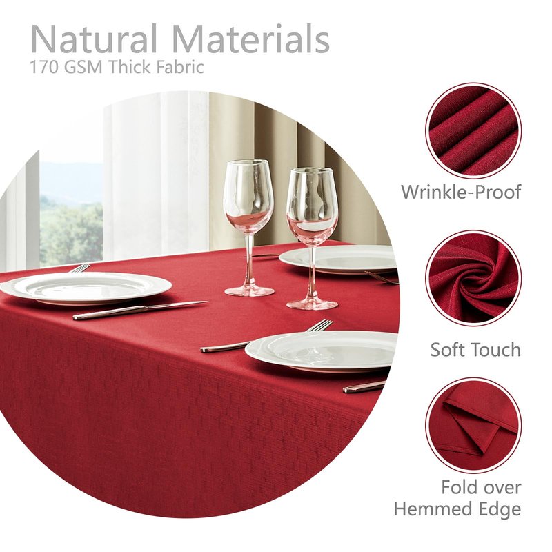 Veblandy Rectangle Tablecloth Waterproof 60x104 inch Linen Textured Table Cloth Stain and Wrinkle Resistant Washable, Decorative Fabric Table Cover for Dining, Party and Camping, Red