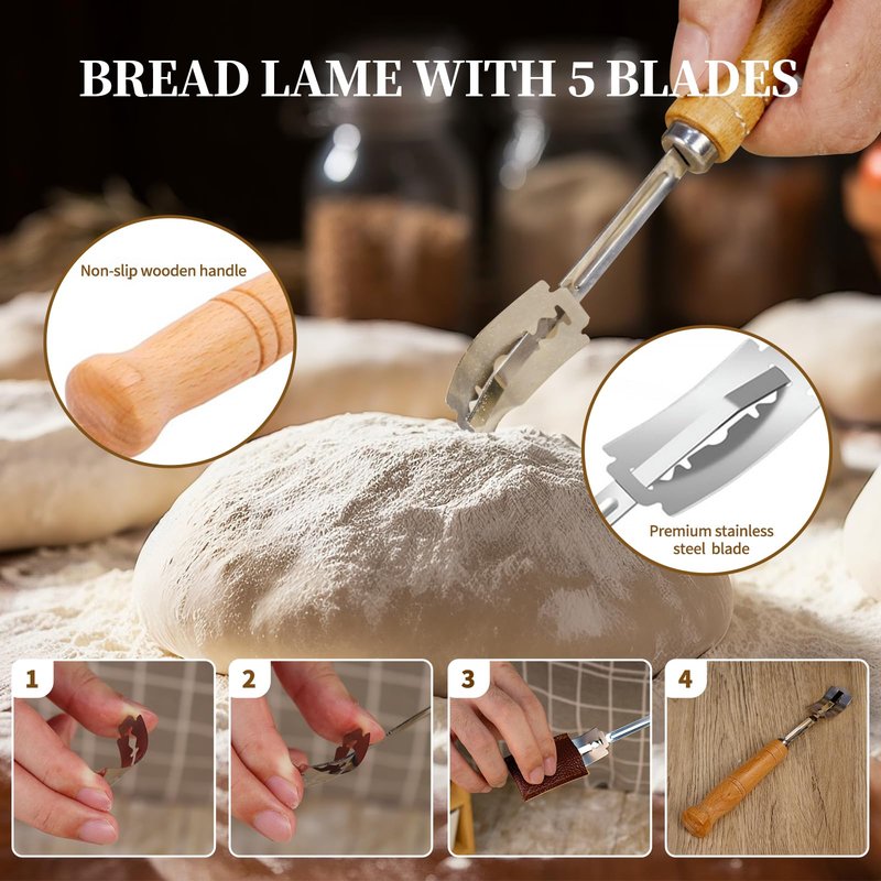 Sourdough Starter Kit, Banneton Proofing Basket 10" Round, Sourdough Bread Baking Supplies With Starter Jar, Bread Sling&Lame, Danish Dough Whisk Sour Dough Kits Gifts for Bakers Women Wife Mom