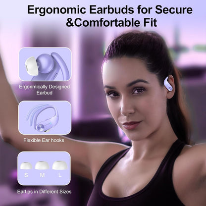 Ear buds Wireless Bluetooth Earbuds 2025 NEW Bluetooth 5.3 Sport Headphones 68Hrs Playtime with LED Display Powerful Bass Over Ear Earphones with Earhooks IP7 Waterproof USB C for Workout/Running