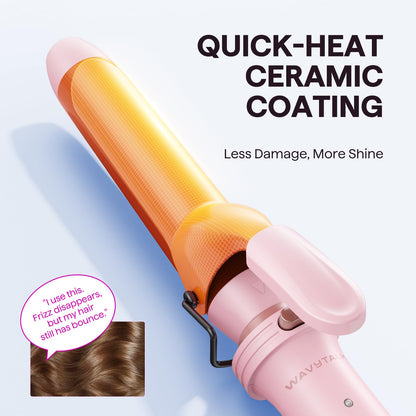 Wavytalk 3 in 1 Curling Wand Set, Multi Curl, Curling Iron Set with Heated Round Brush, Flat Iron Hair Straightener, 1 1/4 inch Curling Iron, Dual Voltage Hair Curler(Pink)