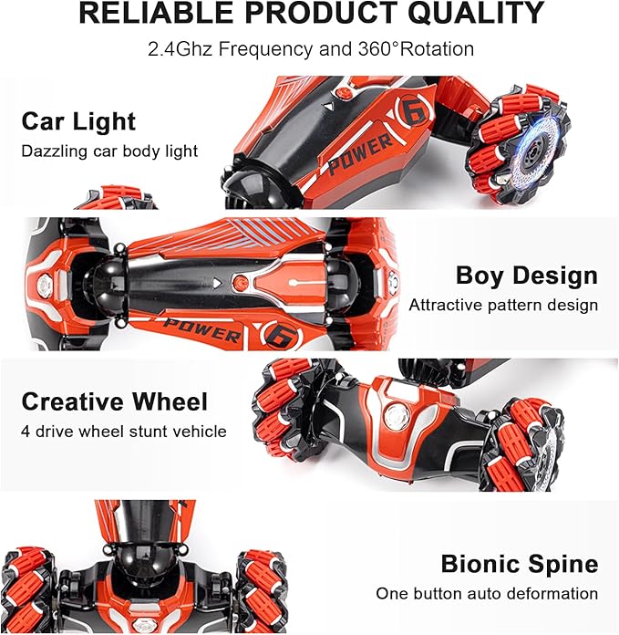 Gesture Sensing RC Stunt car 4WD Drive Watch Remote-Controlled Vehicle Bidirectional Drifting Off-Road Vehicle with Music and Lights Toys for BoysPresents for Kids 4-12 Old