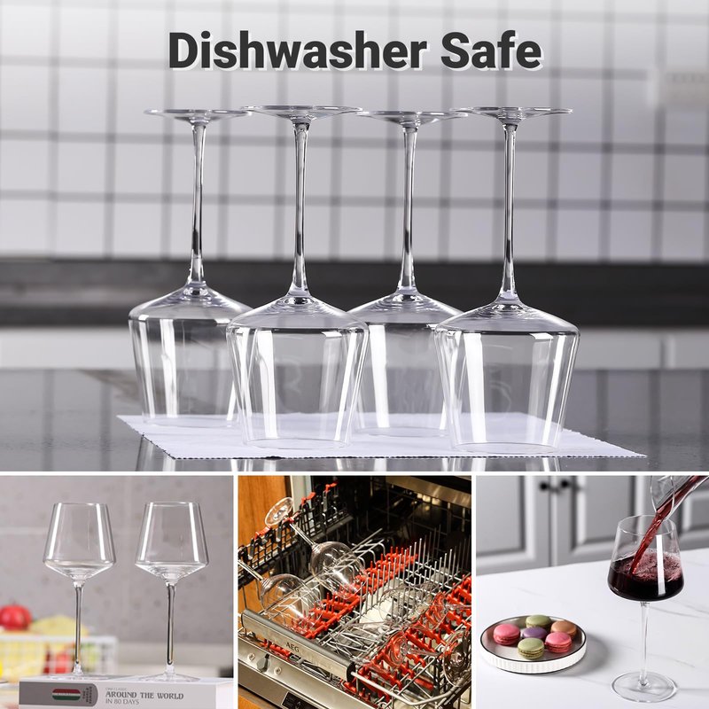 Physkoa Wine Glasses Set 6-18oz-LeadFree Wine Glass with Long Stem,Clear Stemmed Wine Glasses【HandBlown Glassware】 Crystal Wine Gifts for Women Birthday Wedding
