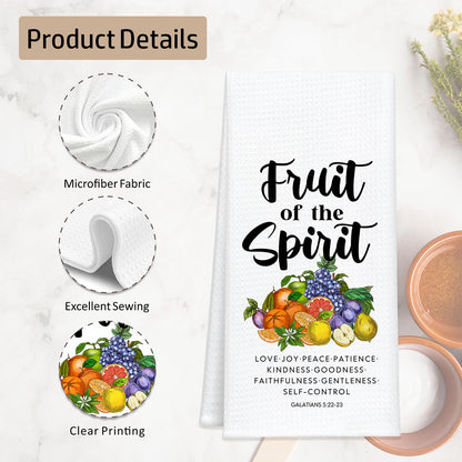 BASGIATH WAR COLLEGE Christian Waffle Kitchen Towels,Scripture Hand Towels, Fruit of The Spirit Bible Verse Dish Towel with Floral Design, Inspirational Gifts for Women, Housewarming or Christmas