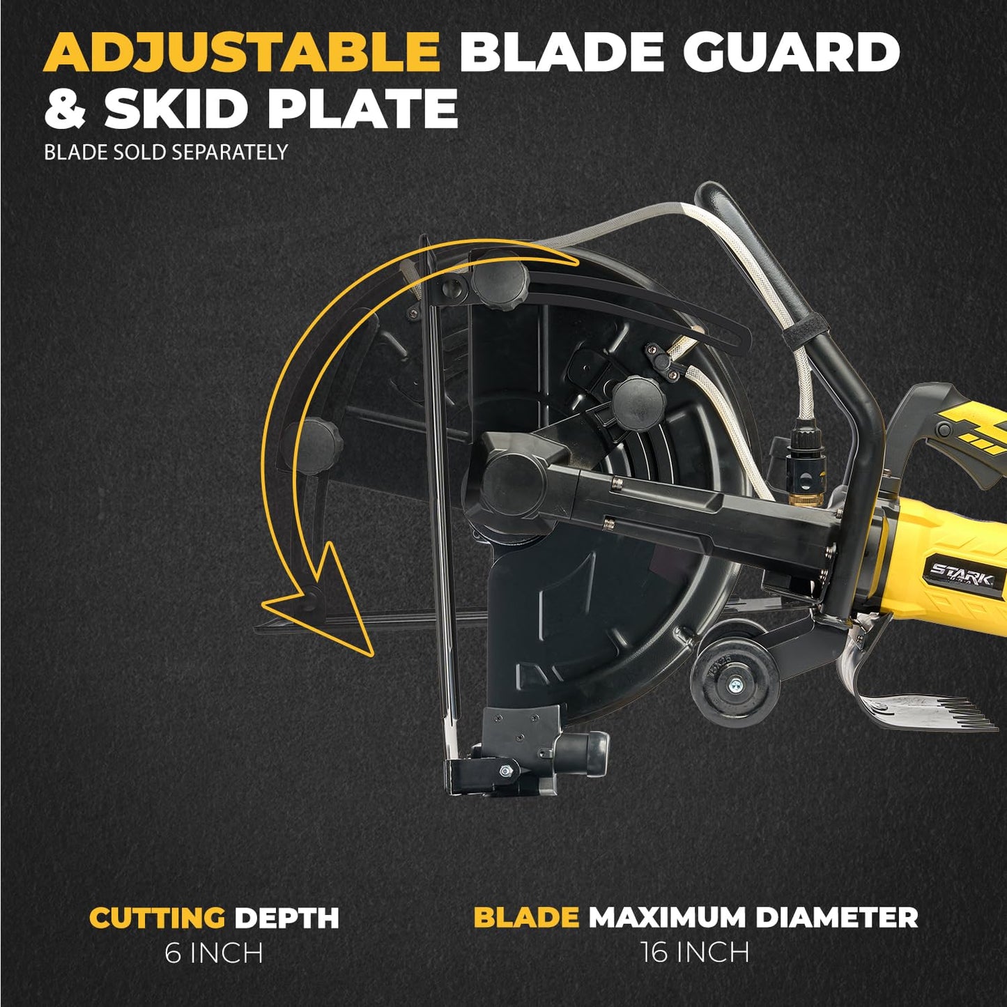 XtremepowerUS 3200W Electric 16" Circular Saw Concrete Saw Wet/Dry Concrete Cutter 20AMP With Water Line Attachment Wet Concrete Saw (Blade Included) Ideal for DIY House, Foundation