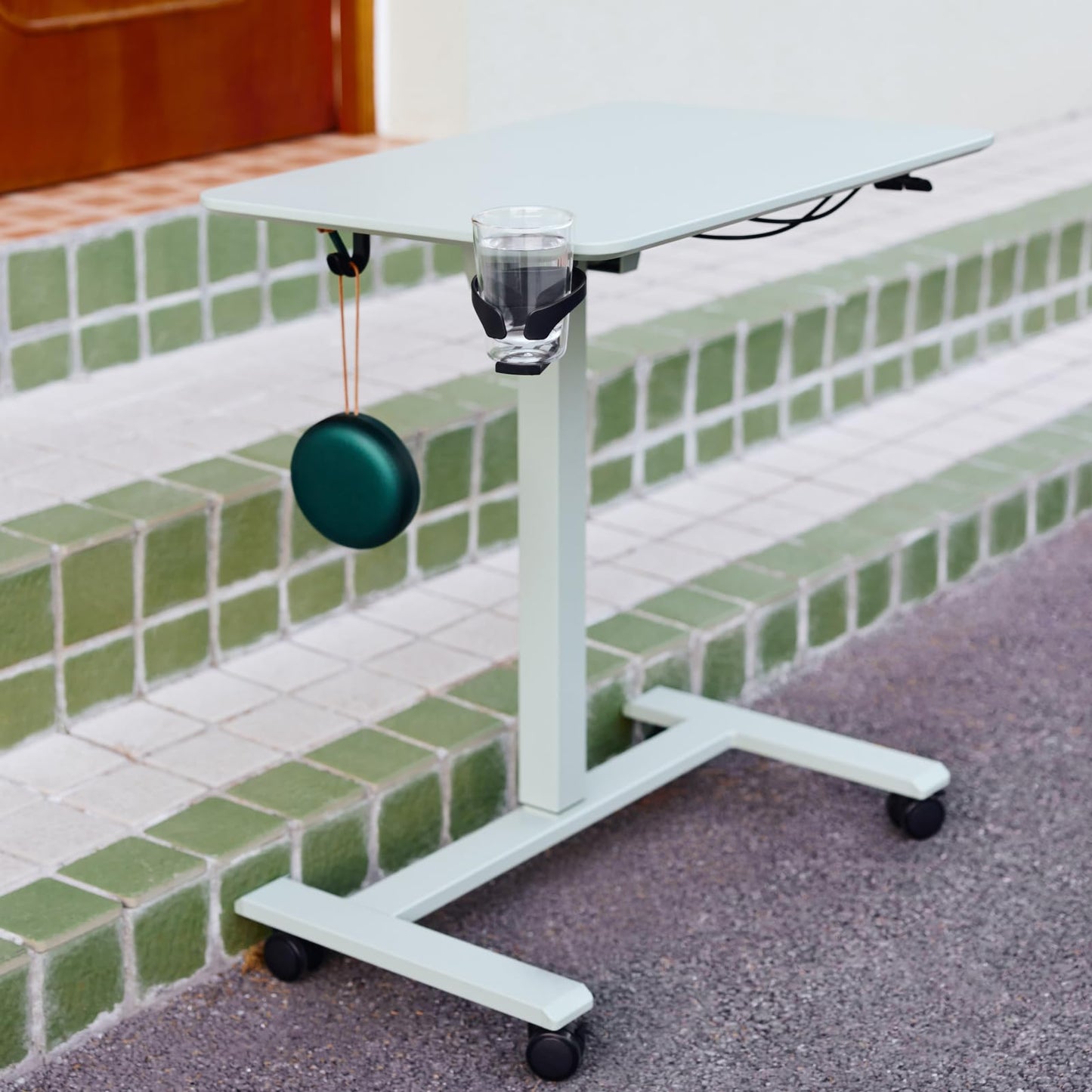TopJob ANYDESK FOLD Mobile Standing Desk, Portable with Lockable Wheels, Foldable Stand Desk, Rolling Computer Workstations, Used for Home, Couch Side Table, Bedside Table in Bed Room Kitchen