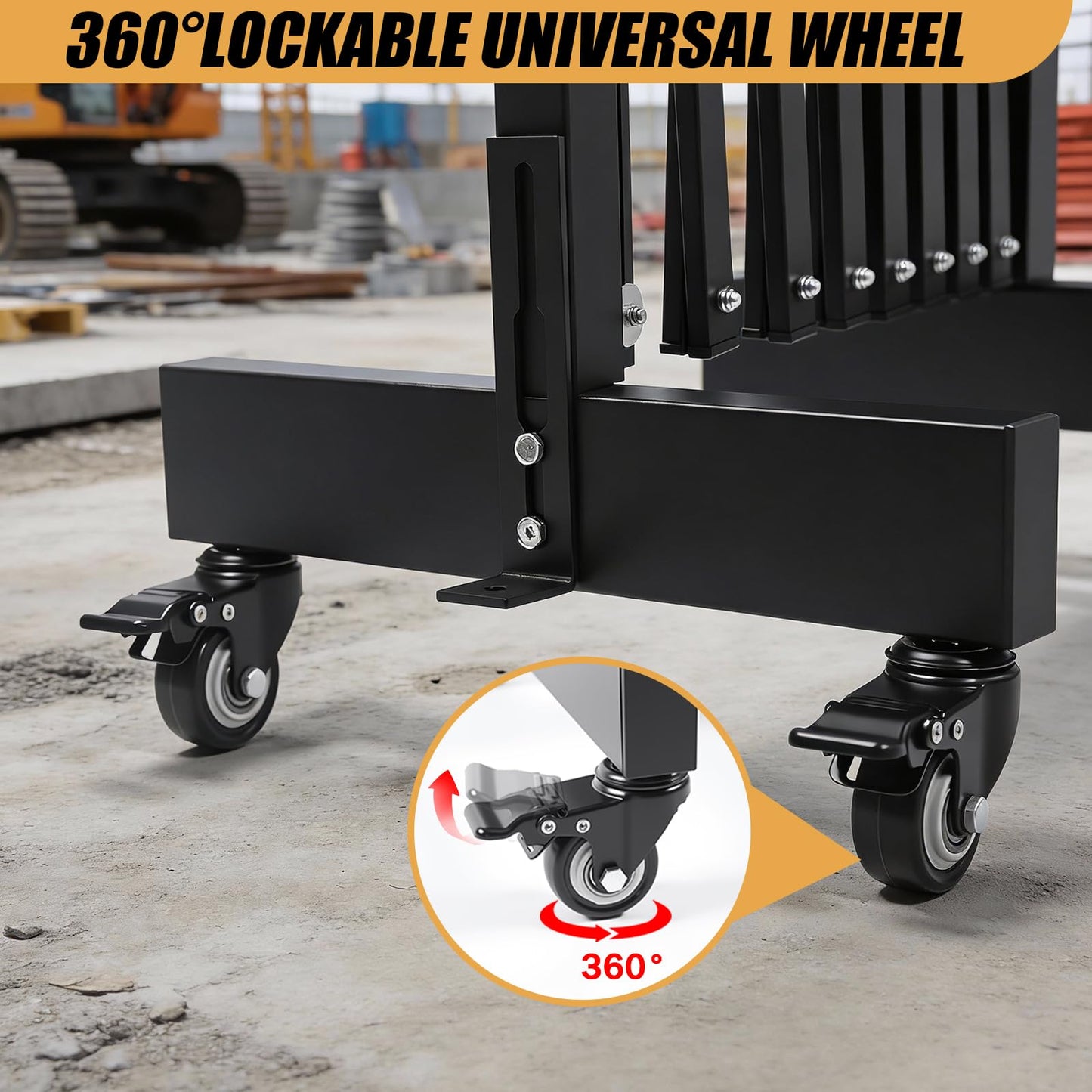 20.5FT Industrial Expandable Barricade, Retractable Metal Safety Gate with Wheels, Adjustable Traffic Fence for Construction Sites, Traffic Control, Warning Lines, Elevators, garages.