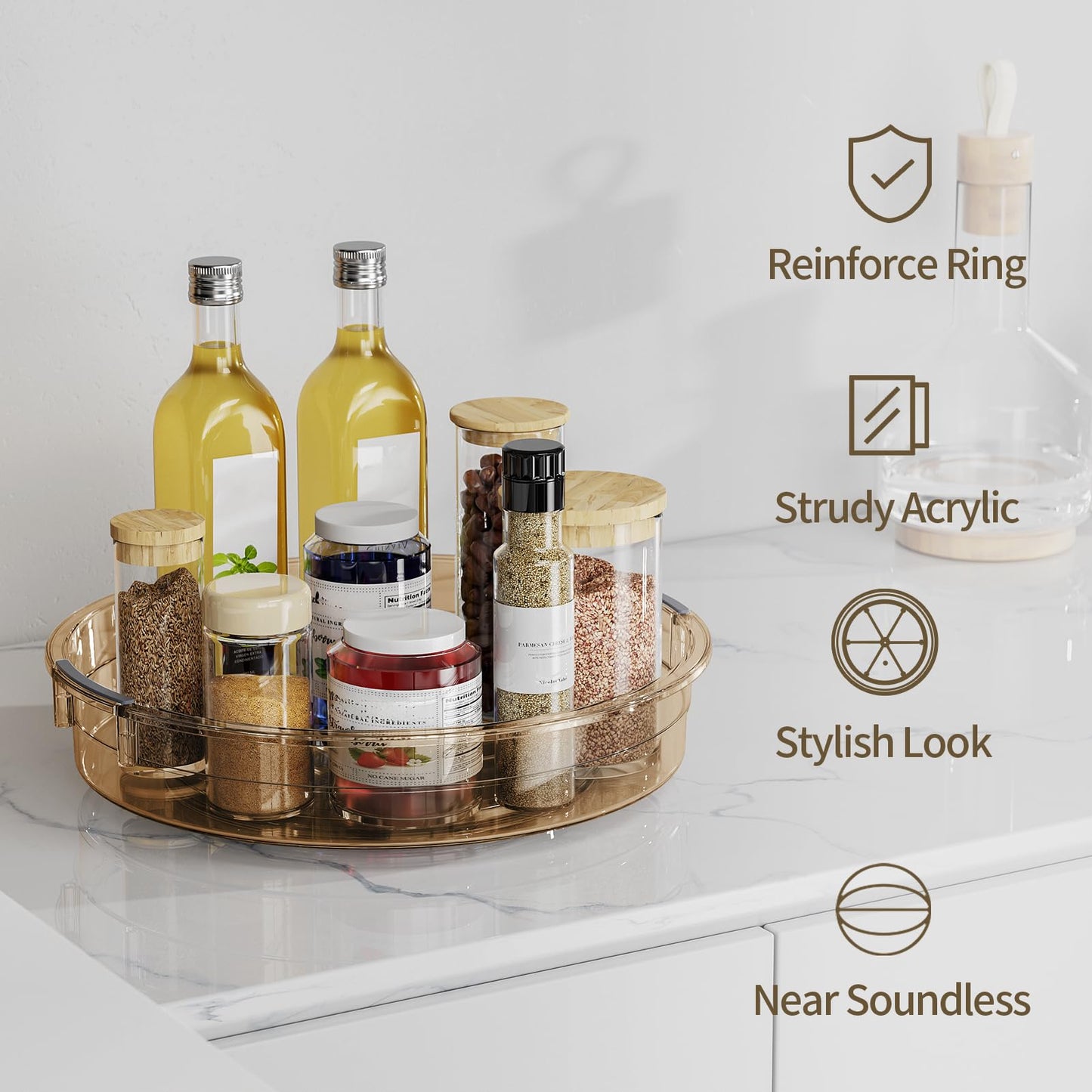 LAMU 3 Pack Lazy Susan Organizer Turntable for Cabinet, Rotating Condiment Organizer for Kitchen Pantry Organizers and Storage, Table Top, Fridge, Countertop, Spice Organization, 9.25'' 10.6'' 12''