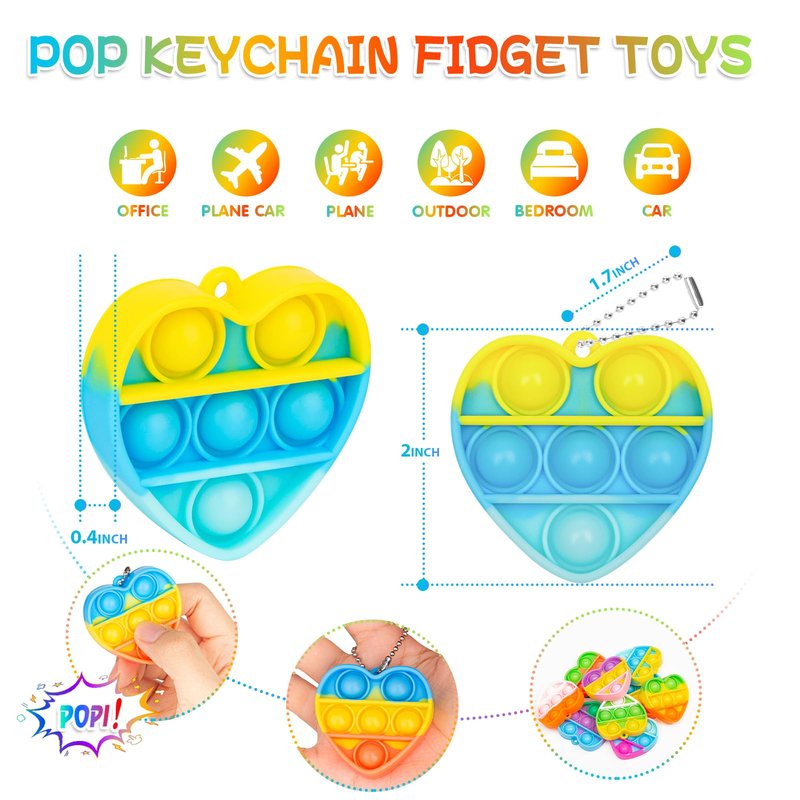 Pop Fidget Toys Bulk Its Valentines Day Gifts for Kids 30 Pack Valentines for Kids Classroom Valentines Day Party Favors Mini Heart Pop Fidget Keychain It Bulk Toys Valentine Goodie Bags Boys Girls
