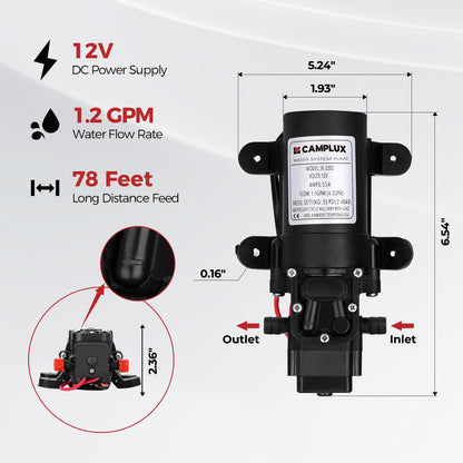 CAMPLUX 1.58 GPM Portable Tankless Water Heater with Water Pump Kit, Propane Water Heater Outdoor with 1.2 GPM Pump, 41,000 BTU, BD158P43