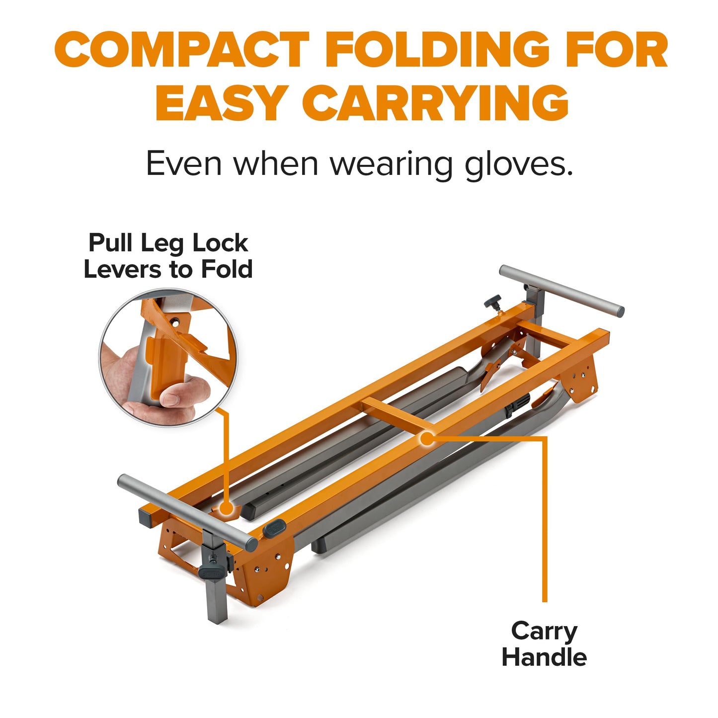 BORA Portable Miter Saw Stand 2nd Generation - Quick release Tool Mount - 114 Inches of Material Support - Universal Folding Compound Mitre Saw Stand fits Dewalt, Milwaukee, Ridgid, Bosch Chop Saws PM-4020