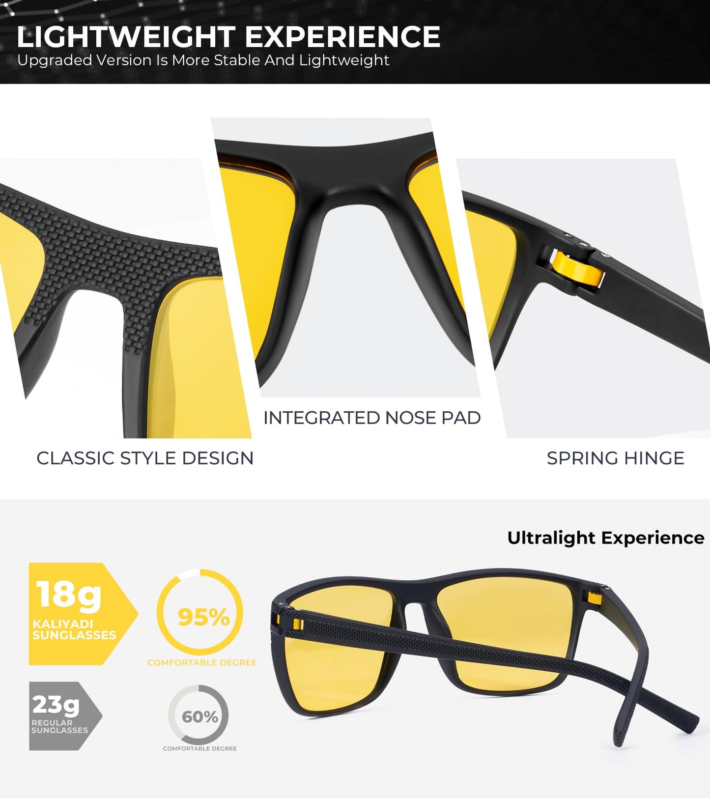 KALIYADI Night Vision Glasses for Men, Lightweight Night Driving Glasses for Driving (Night Vision/NightVision/NightVision)