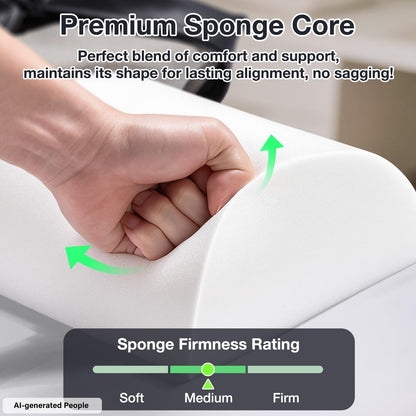 Noverlife Upgraded Large Massage Bolsters for Under Legs, 24 x 8 x 4 in Leg Bolster for Massage Table PU Leather Half Moon Pillow, Ankles Back Pain Relief Knee Bolster Cushion Bolster Pillow for Legs