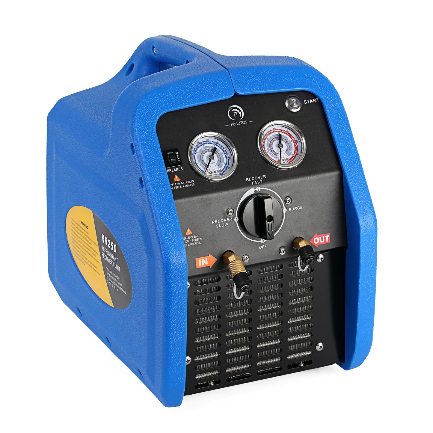 P PBAUTOS 3/4HP R1234YF R32 Refrigerant Recovery Machine, Oil-Less Single Cylinder Portable Freon Recycling Unit 110V for Automotive AC & Household HVAC Systems