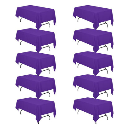BRILLMAX 10 Pack Purple Tablecloths 60 x 102 Inch for 6ft Rectangle Tables - 150 GSM Polyester Fabric, 15" Standard Drop, Water, Stain & Wrinkle Resistant Cloth Cover for Wedding Dining Buffet