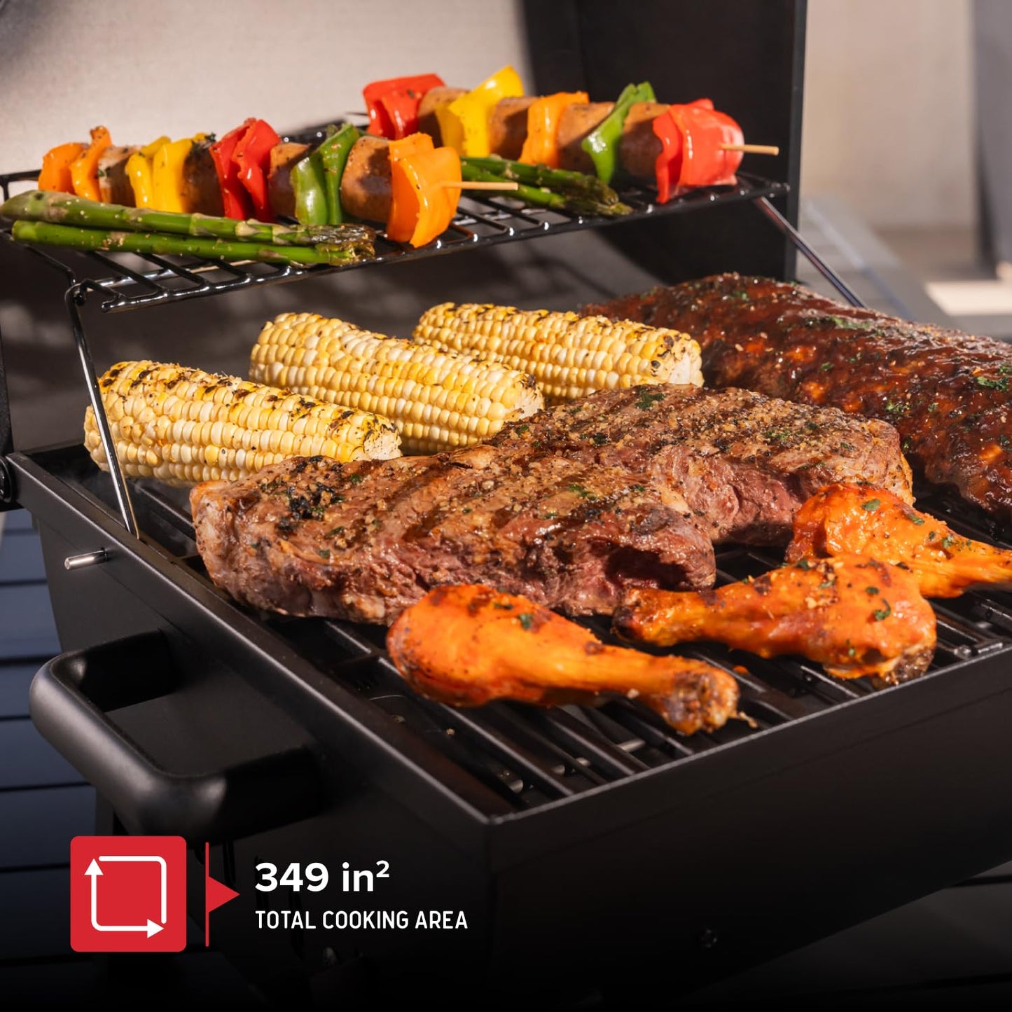 Nexgrill 17.5" Portable Charcoal Grill with Adjustable Chimney Vent, 349 SQ. In Cooking Area, Table Top Grill for Camping, Outdoor Cooking, Patios, and More – 820-0258