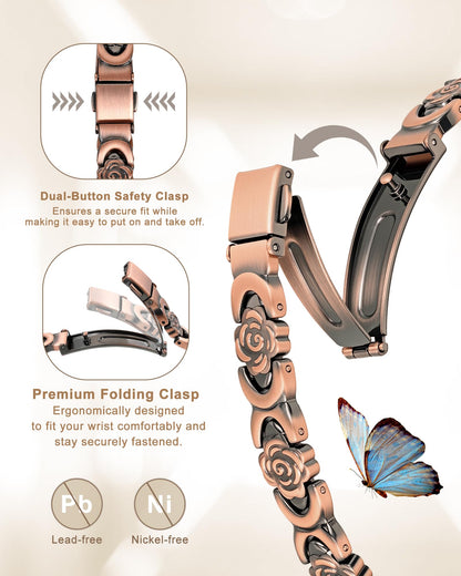 vapeples Ultra Strength Magnetic Bracelets for Women, Pure Copper Bracelet for Women, 5000 Gauss, Adjustable Sizing, Women's Bracelets With Built-in Magnets, Gift Packaging, Fashion Jewelry Gift