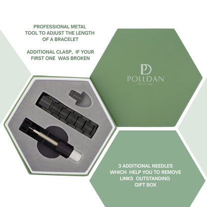 POLLDAN® 3X Power Magnetic Bracelets For Men | 6200 Gauss Strength Mens Titanium Bracelet with Fold-Over Clasp, Adjustable Length, Gift Box, Sizing Tool | Innovative Magnets Alloy - Patent (2X Black)
