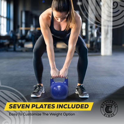 Kettlebell Kings Competition Kettlebells Weight (35mm handle) 8-48 KG | Hand weights Workout Gym Equipment & Strength training sets for Women & Men for Home Gym | Suitable for High Repetition Workouts