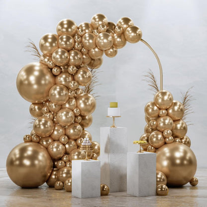 PartyWoo Metallic Gold Balloons 128pcs Different Sizes of 18 12 10 5 Inch Chrome Gold Balloon Arch Kit Garland for Birthday Graduation Baby Shower Wedding Bachelorette Party Decorations Gold-G127
