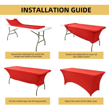 ZarzaaSik 10-Pack 6ft Red Spandex Table Covers for Rectangle Standard Folding Tables - Wrinkle Resistant Stretch Tablecloths - Ultimate Fitted Table Protector for Parties, Banquet, Wedding