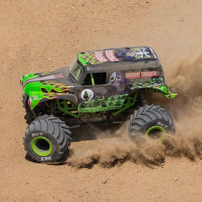 Losi 1/18 Mini LMT Grave Digger 2S 4X4 RTR Brushed Monster Truck Battery &amp Charger Included Green LOS01026T1