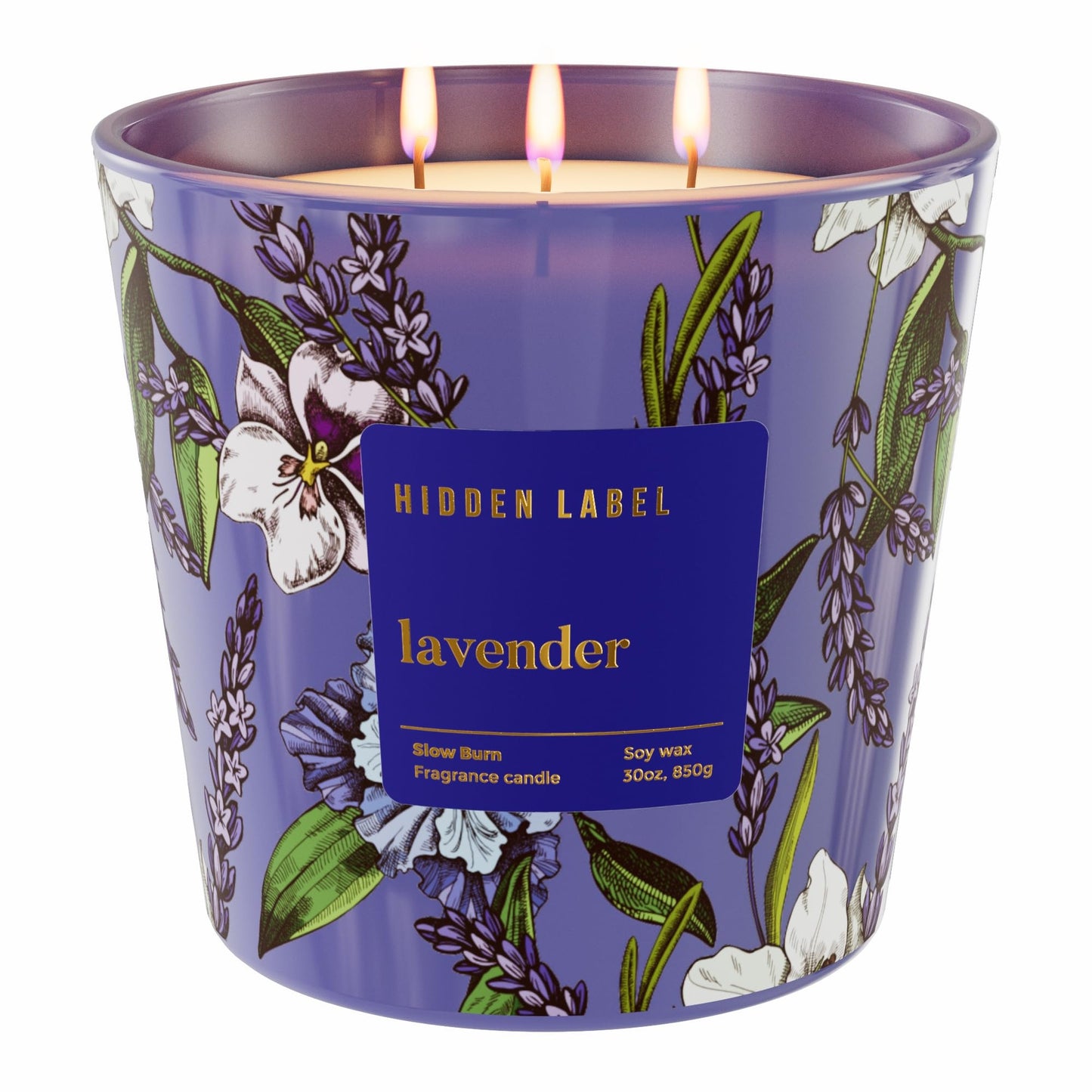 Extra Large Lavender Scented Candle, 30oz,3 Wick Natural Soy Wax Candle for Home, 100 Hours Long Lasting Clean Burn, Essential Oil Aromatherapy for Stress Relief, Sleep & SPA, Large Jar Candle Gift