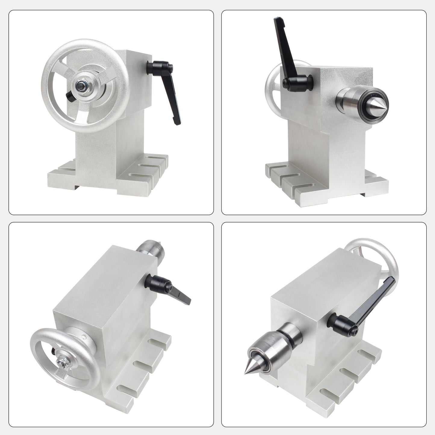 RATTMMOTOR 100mm Center Height MT2 Tailstock, Morse Taper 2 Live Center Movable Woodworking Lathe Chuck Handle for CNC Router Rotary Table 4th Axis