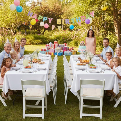 sancua White Table Cloths Rectangle, 8 Pack Tablecoths for 8 Foot Tables - Washable Polyester Fabric Table Cover for Wedding, Birthday Party, Banquet Reception, 60x120 Inch