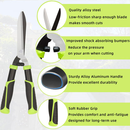 YRTSH Hedge Clippers, Hedge Shears for Trimming Borders, Hedge Trimmer with Low-Friction Sharp Enough Blade, Garden Shears Gardening Tools with Soft Rubber Grip Bush Cutters Effortless Pruning 19 Inch