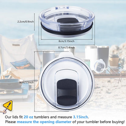 3 Pack 20 oz Tumbler Lid, Magnetic Slider Replacement Lids for YETI 20 oz Tumbler, 10/24 oz Mug and 10 oz Lowball, Spill Proof Cup Lids Covers Compatible for Ozark Trail, Old Style Rtic, BPA Free