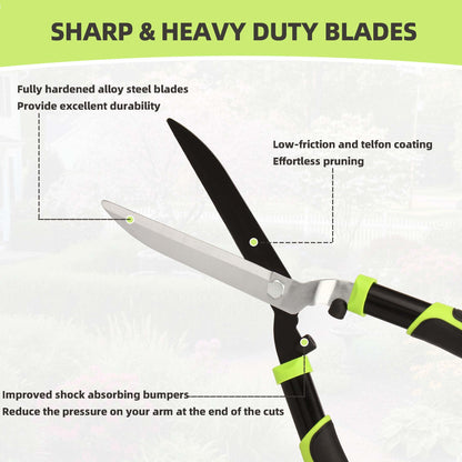 YRTSH Hedge Clippers, Hedge Shears for Trimming Borders, Hedge Trimmer with Low-Friction Sharp Enough Blade, Garden Shears Gardening Tools with Soft Rubber Grip Bush Cutters Effortless Pruning 19 Inch