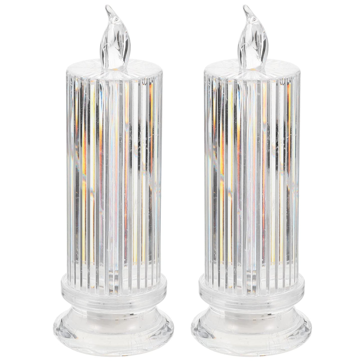 Beavorty 2pcs Electronic Candle Light Electric Candle Stick Artificial Candlestick Long Burning Taper Candle Glitter lamp Memorial Candles Flameless Candle Light Window Plastic Romantic
