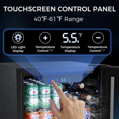 Electactic 68 Cans Beverage Refrigerator Cooler, 1.7 cu.ft Mini Fridge Glass Door Drink Cooler for Beer, Soda,Wine, Digital Temperature Control for Home Office Bar