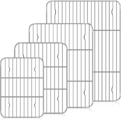 Gabotrie Baking Cooling Rack Set of 4, Stainless Steel Baking Racks, Heavy Duty Wire Racks, Non-Stick Roasting Rack for Baking Cooking Roasting, Oven & Dishwasher Safe, 4 Various Sizes