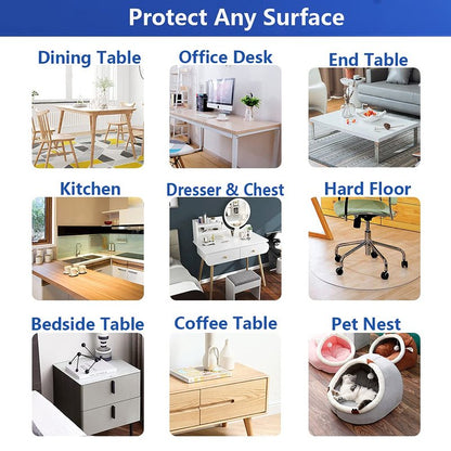 24x48 in Dining Room Clear Table Cover Protector PVC Rolled Table Cover Protector Rectangular Plastic Crystal Wooden Furniture Screen Protection Thick Desk Pad Mat for Living Room Table Non-Slip